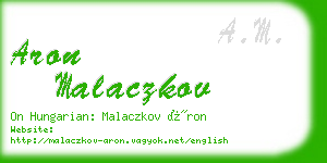 aron malaczkov business card